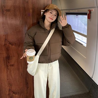 2025 Теплая хлопковая одежда для девочек, короткая свободная куртка в западном стиле с маленьким воротником-стойкой, зимняя корейская свободная куртка