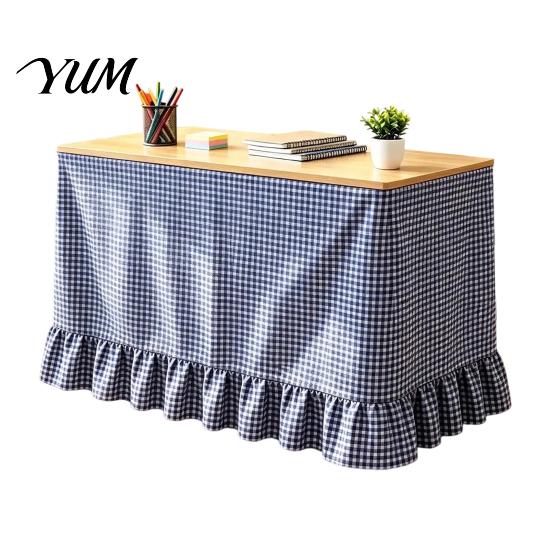Ruffle Desk Cover Gingham Ruffled Table Skirt, Cottagecore Teacher Skirt for Classroom, Full Enclosed Wrap Plaid Tablecloth Birthday Wedding