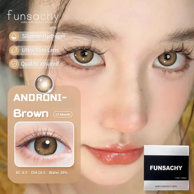 FUNSACHY Color Contacts 1Pair Natural Brown Корейские большие контактные линзы для глаз Красота серые зрачки цветные мягкие линзы ежегодно