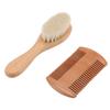 Wooden Baby Hair Brush and Comb Set Wool Brush Double Edged Comb for Baby Shower Newborn Hair