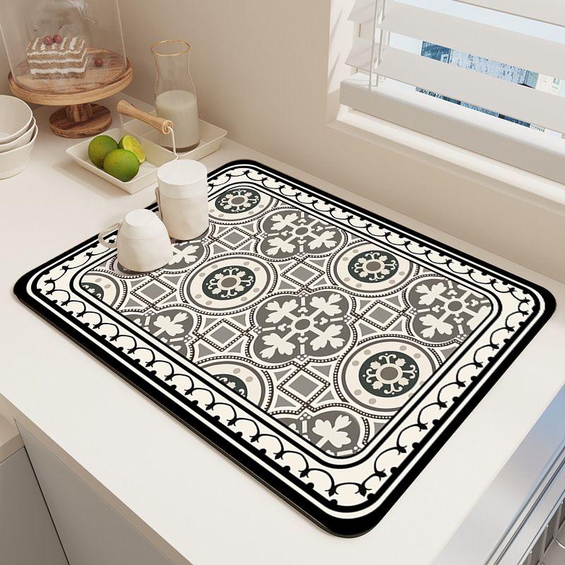 Mud Absorbent Quickly Dry Heat Resistant Non-Slip Tableware Pad Dish Drying Mat Placemat Coffee Mat CDN