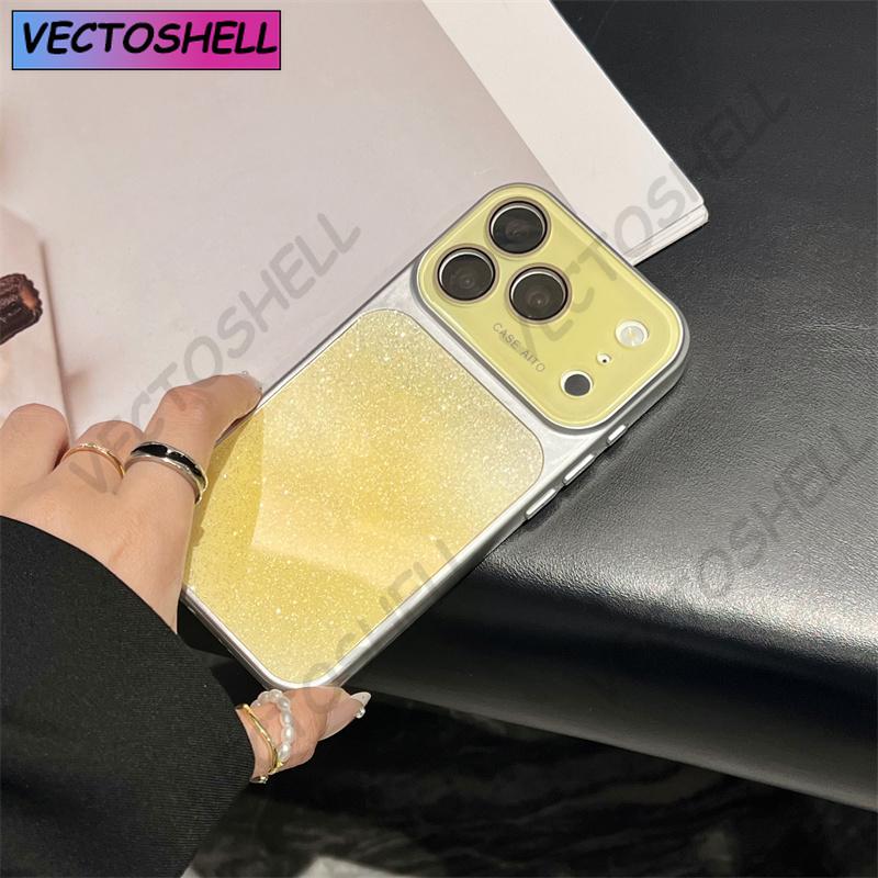 Чехол для телефона iPhone 17 16 15 14 13 12 Pro Max с эффектом гало-глиттера, окошком для камеры, защитой стеклянной линзы, жесткой задней крышкой из поликарбоната