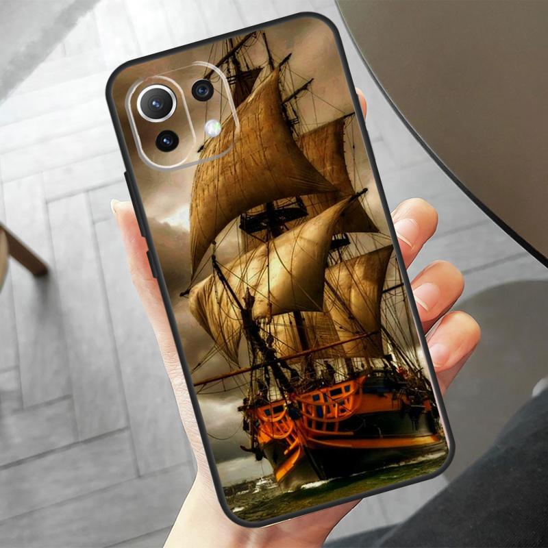 Sailing Pirate Ship Boat Case For Xiaomi 14 Ultra 11T 12T 13T Pro 12 13 Lite POCO F6 Pro M6 X3 X5 X6 M5s F3 F5 Cover