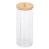 Цилиндрические прозрачные бутылочки для специй, футляр для хранения ватных палочек с бамбуковой крышкой(Длинная