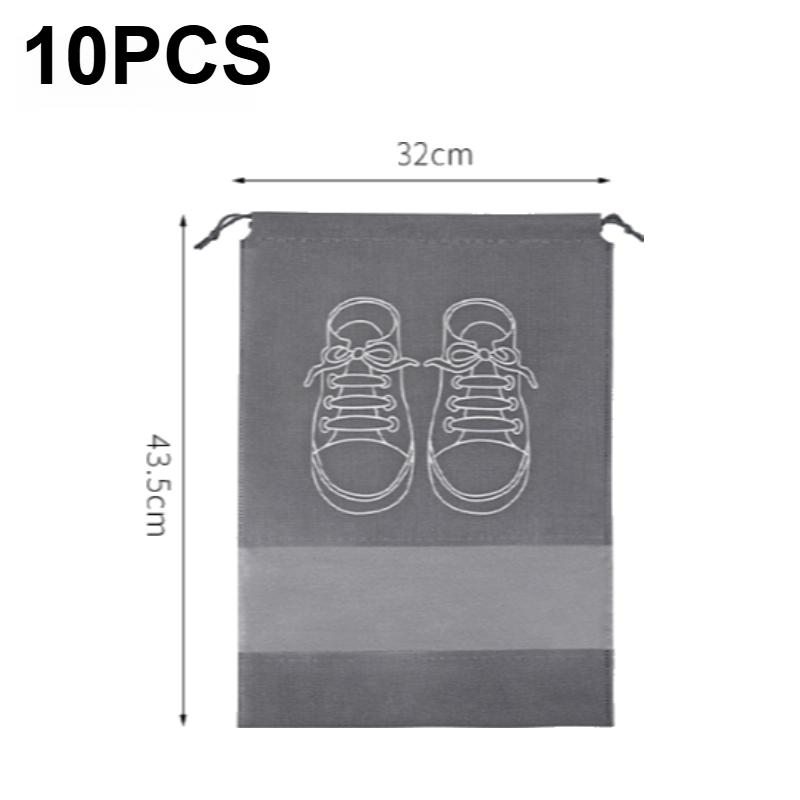 10PCS Shoe Storage Bag Non-Woven Waterproof Travel Organizer Drawstring Pouch Hanging Closet Bag for Cloth Shoe Dustproof Portable Bag