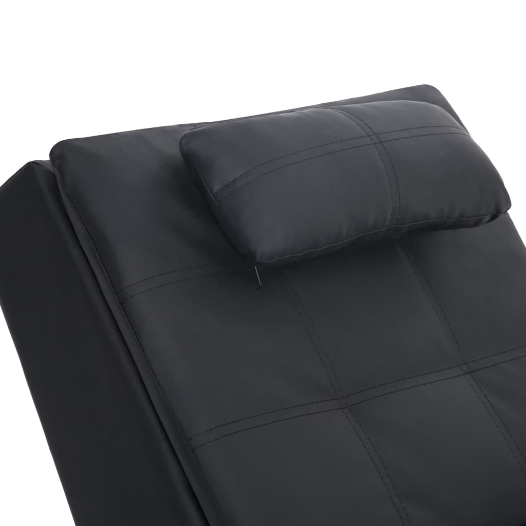 Massage Chaise Lounge with Cushions Black Faux Leather