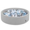 Soft Ball Pit Round 120x30cm/300 Balls Balls 7cm / 2.75in for Kids, Light Grey:grey-white-babyblue