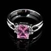 1 шт. серебристого цвета для женщин принцесса огранки розовый камень CZ кристалл прямоугольное кольцо принцесса ювелирные изделия подарок