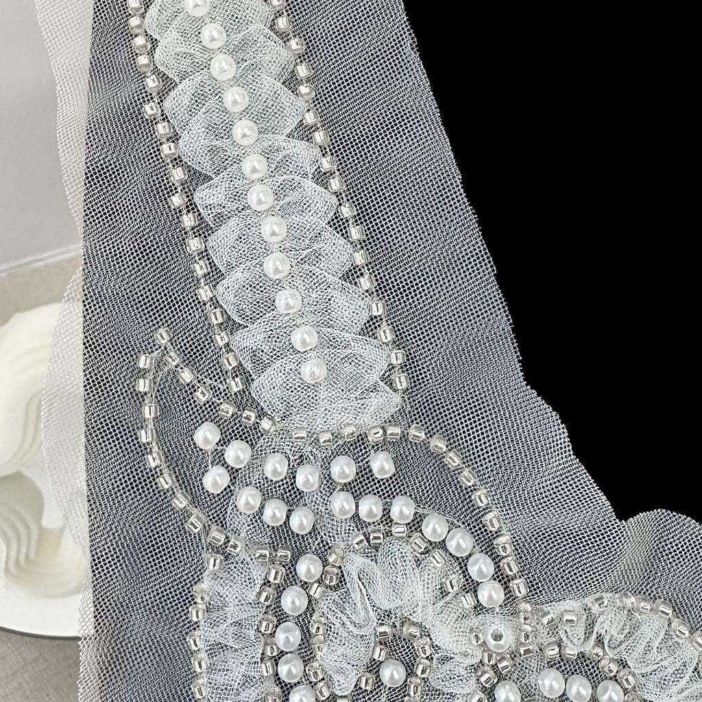 European Three-Dimensional Lace Embroidered Bead Round Neck Fake Collar, Handmade Mesh Yarn Wearing Bead Clothing Front Collar, Lace Accessories