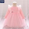 Розовое платье принцессы из пышной сетки с длинными рукавами для младенцев и малышей - Европейский/Американский стиль