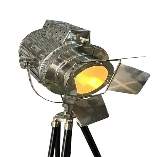 Морской прожектор напольный светильник дизайнерский хром с черным деревянным штативом 177,8 см студия домашний декор подарок на новоселье