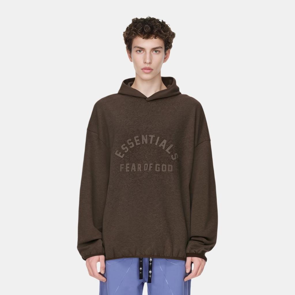 Fear of God Essentials Худи из флиса с нейлоном Хизер Вуд/Вуд Мужские Топы Серый 202SU244312F