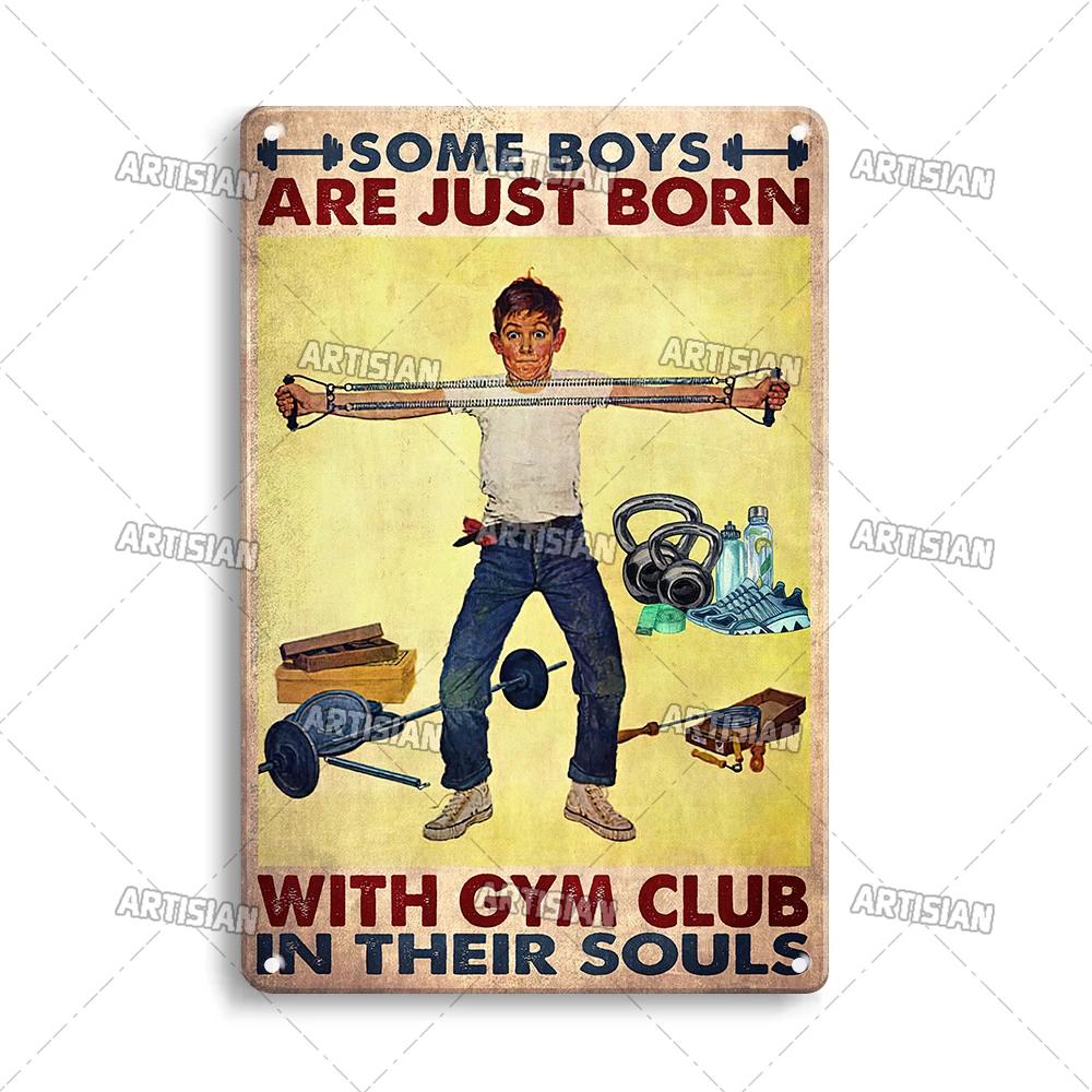 ARTISIAN Потертая Металлическая Жестяная Табличка Gym Club Винтажная Декоративная Тарелка Ржавый Спорт Металлический Постер Мужская Пещера Клуб Студия Настенный Декор