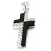 [I3652] - Silver Pendant 'Purity Cross' Black White (rhodium-plated) - 20x10 Mm (onyx)