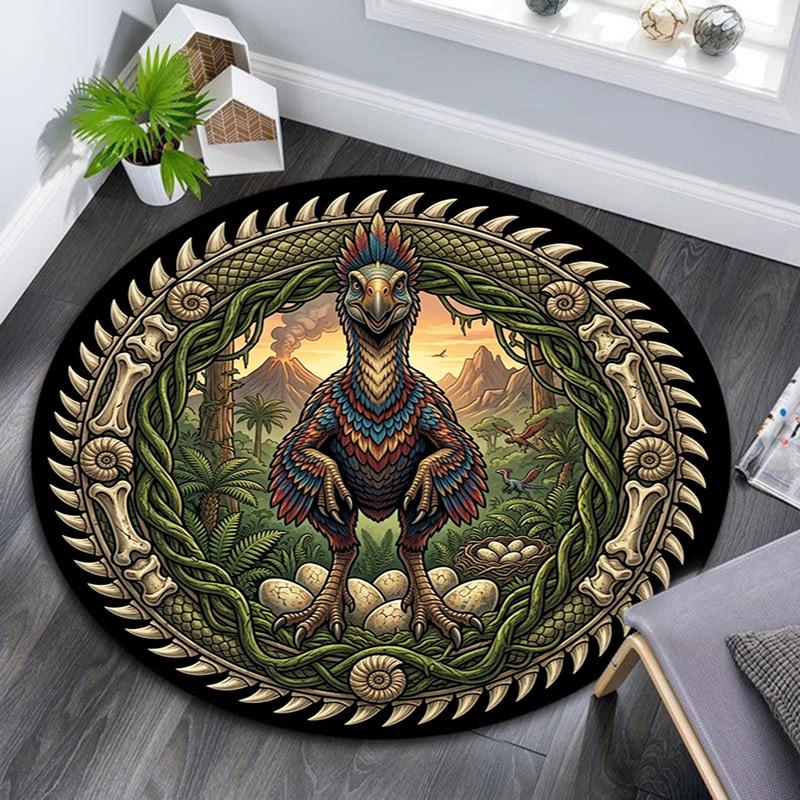 Prehistoric Beast Round Area Rug Under Office Chairs Bedroom Living Room Home Decor
