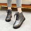 Fashion Ladies Shoes Platform Silver Lace-up Waterproof Chunky Women's Snow Boots with Laces Padded Winter Non Slip Work Pu Footwear Hot