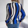 Fashion Women Long Sleeve Blouse Stripe Print Bow Collar Shirt Spring Autumn Top Temperament