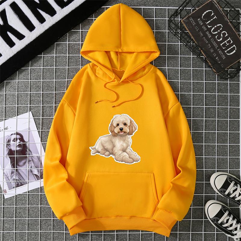 Spring Summer Women's Hoodie 3D Kawaii Dog Printed Fashion Casual Long Sleeve Round Neck Top Loose Clothing