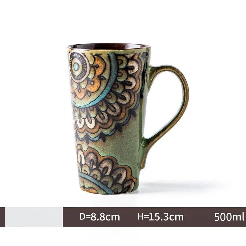 Большая керамическая кружка в скандинавском стиле с ложкой и крышкой – Креативная и персонализированная кофейная чашка