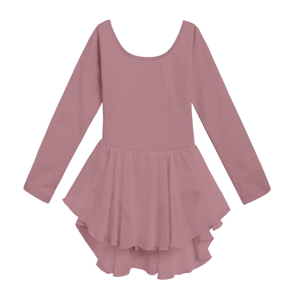 Девочки Цветной Боди из Тюля с Длинным Рукавом Костюм для Танцев