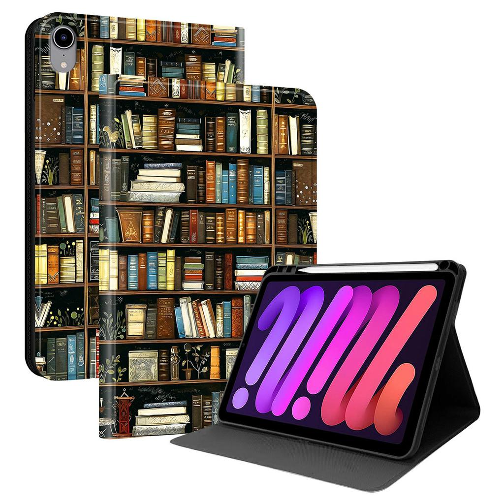 Для iPad мини (2024) Чехол для планшета из ПУ кожи с рисунком, подставка, слот для стилуса (Стилус не входит в комплект)