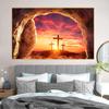 Абстрактная пустая гробница, распятая на рассвете, холст, картина, христианство, религиозные пейзажи, постеры, принты для декора гостиной