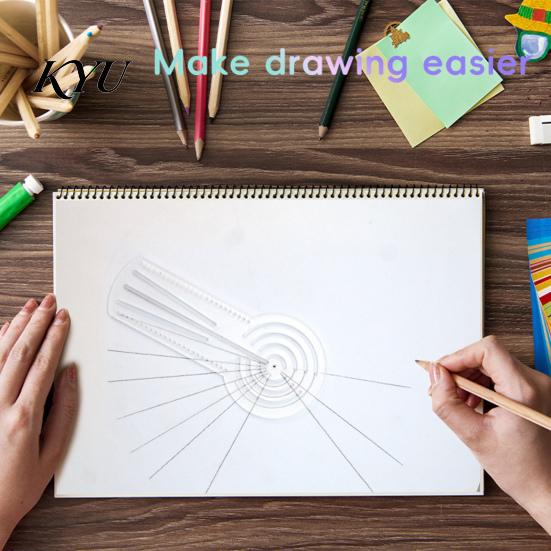 Portable Painting Accessory Mandalas Ruler Tool with Holes, Dot Art Circle Maker, Compass DIY Meditation Drawing Kit Protractor Straight Dotting