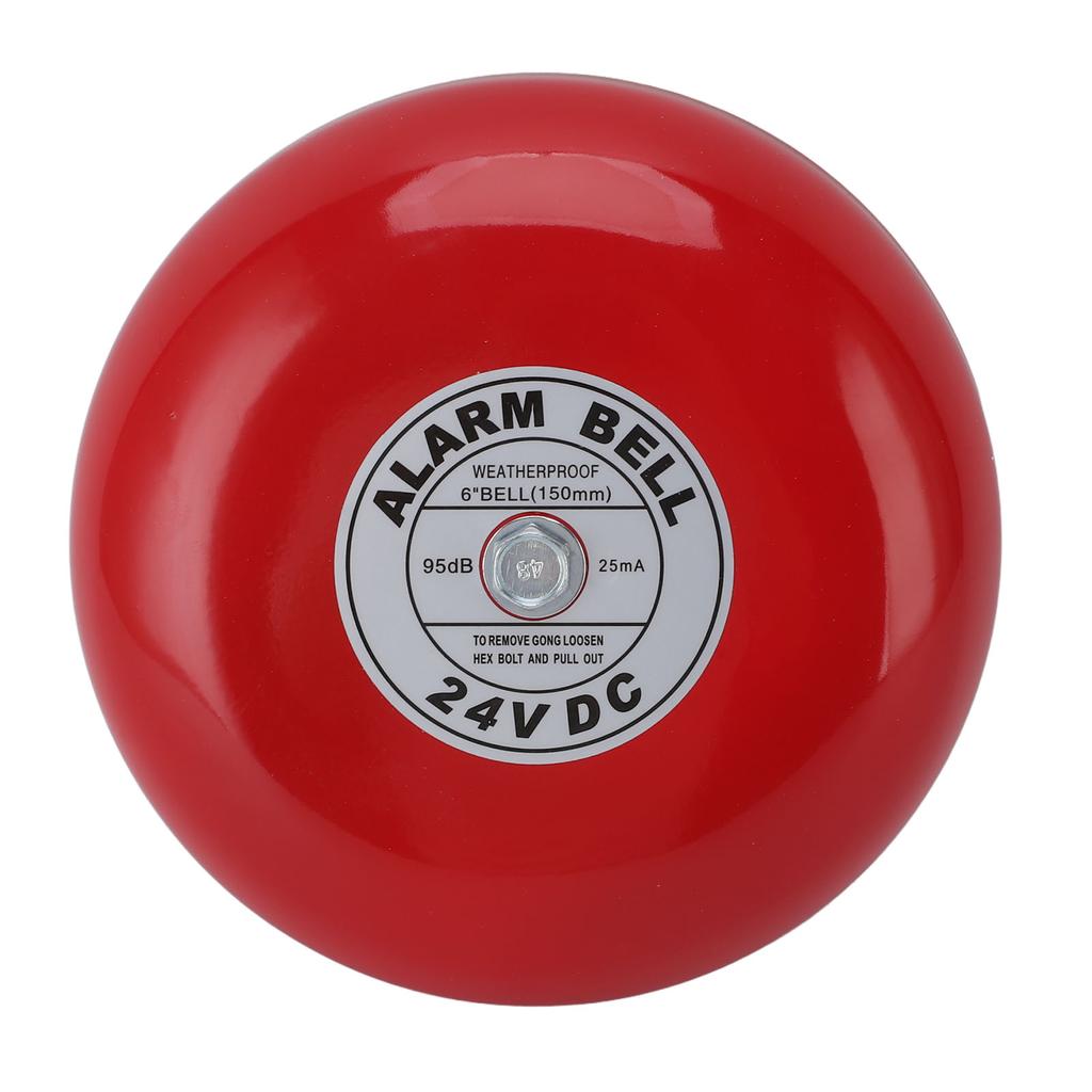 6in Fire Alarm Bell Waterproof Portable Aluminum Alloy 24V Wired Power 95db Loud Security Ringing Bell for School Home