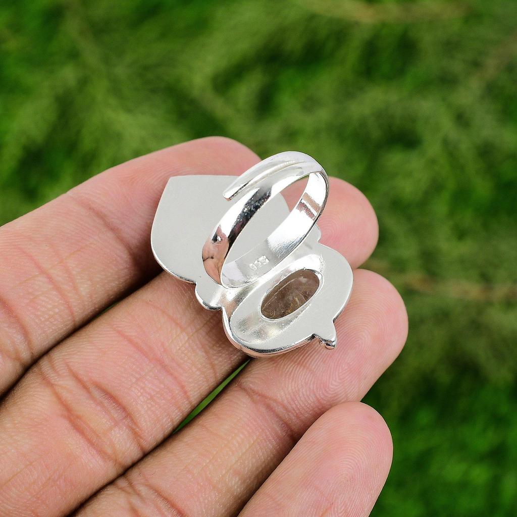 Womens Day Sale Natural Golden Rutile 925 Silver New Statement Bird Ring Jewelry