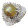 Ring Pt900Platinum/Chrysobell Cat's Eye/diamond #5.6(US Size) 10.6g Women Used