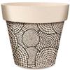 [R6625] - Black Beige 'Boho' Bamboo Plant Pot - 14x12 Cm (mosaic Circles)