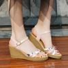 Women's Summer Toe Wedge Sandals Straight Buckle Fish Mouth Roman Shoes for Women