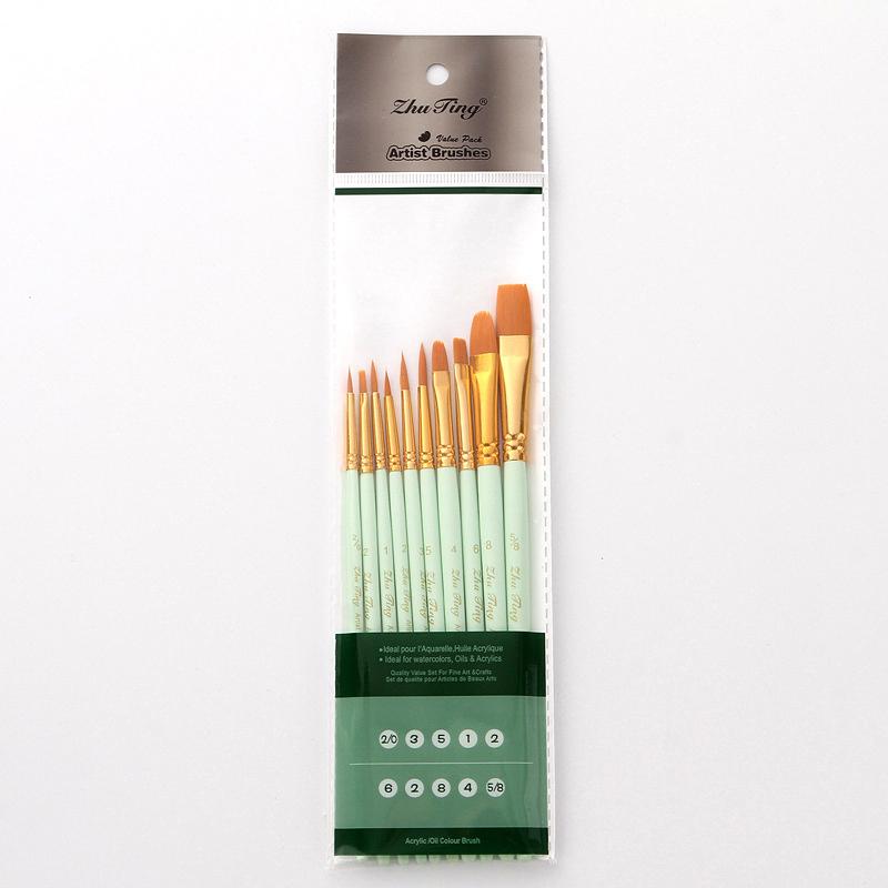 10 шт./набор нейлоновых кистей для рисования волос, инструменты для рисования по номерам, кисти для рисования акварелью, гуашью, кисти с круглым наконечником разной формы