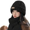 Thick Warm Wrap Hat & Scarf Warm Set Acrylic Blended Cashmer Keep Warm Cap  For Travel Outdoor