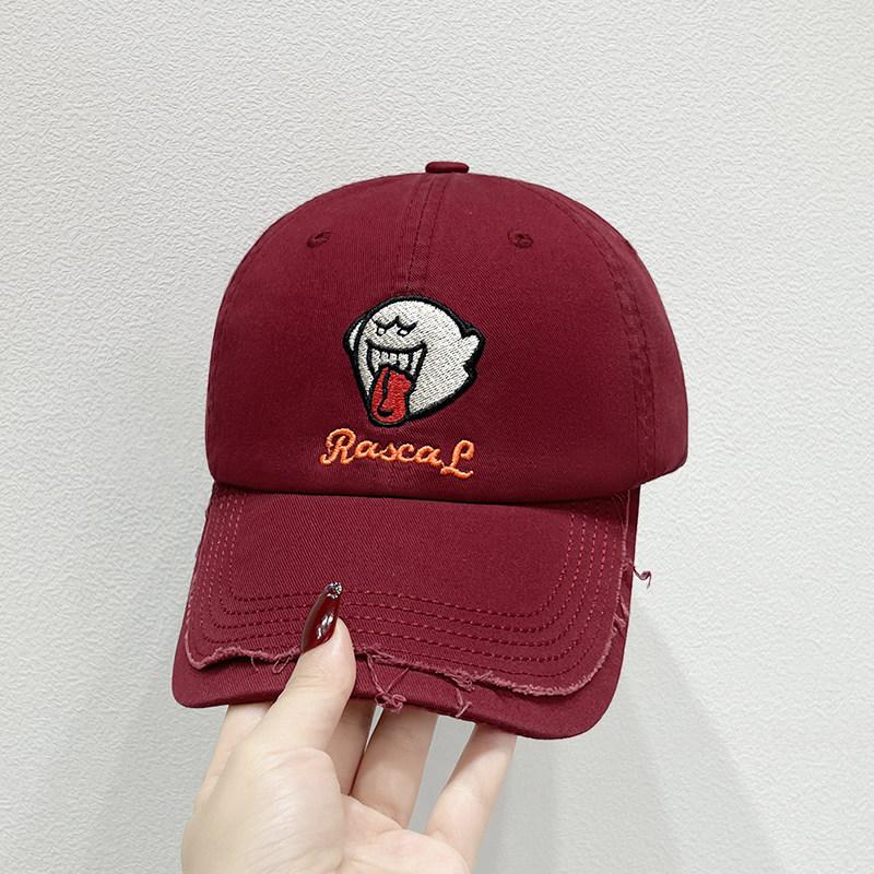 Fashion Japanese cartoon embroidery letter soft top versatile cap female edging old new spring and autumn couple baseball cap male