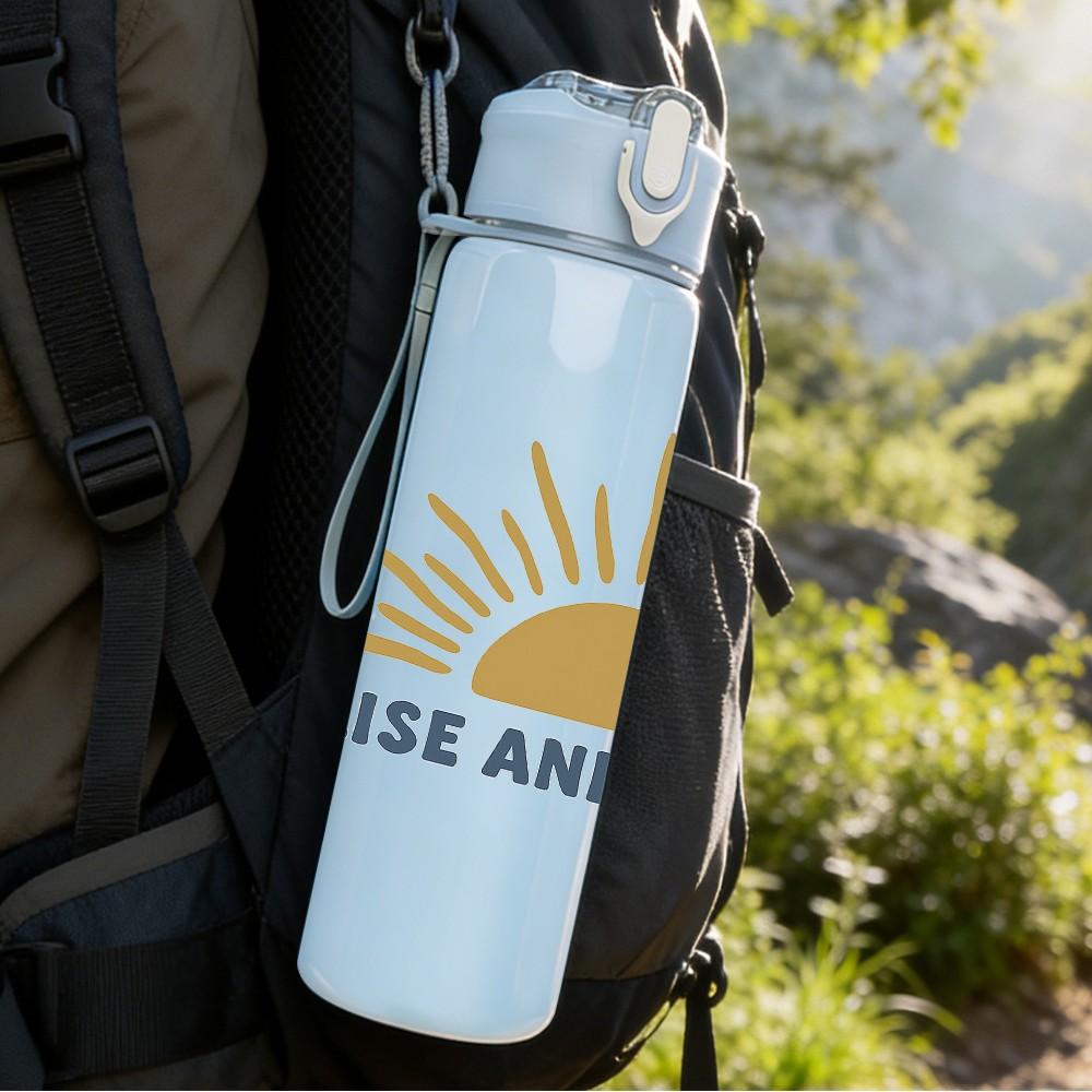 1PC Rise And Smile Sun Art 750ml Color Plastic Sports Water Bottle Leakproof Flip Straw Lid Suitable for Sports Office Home Use