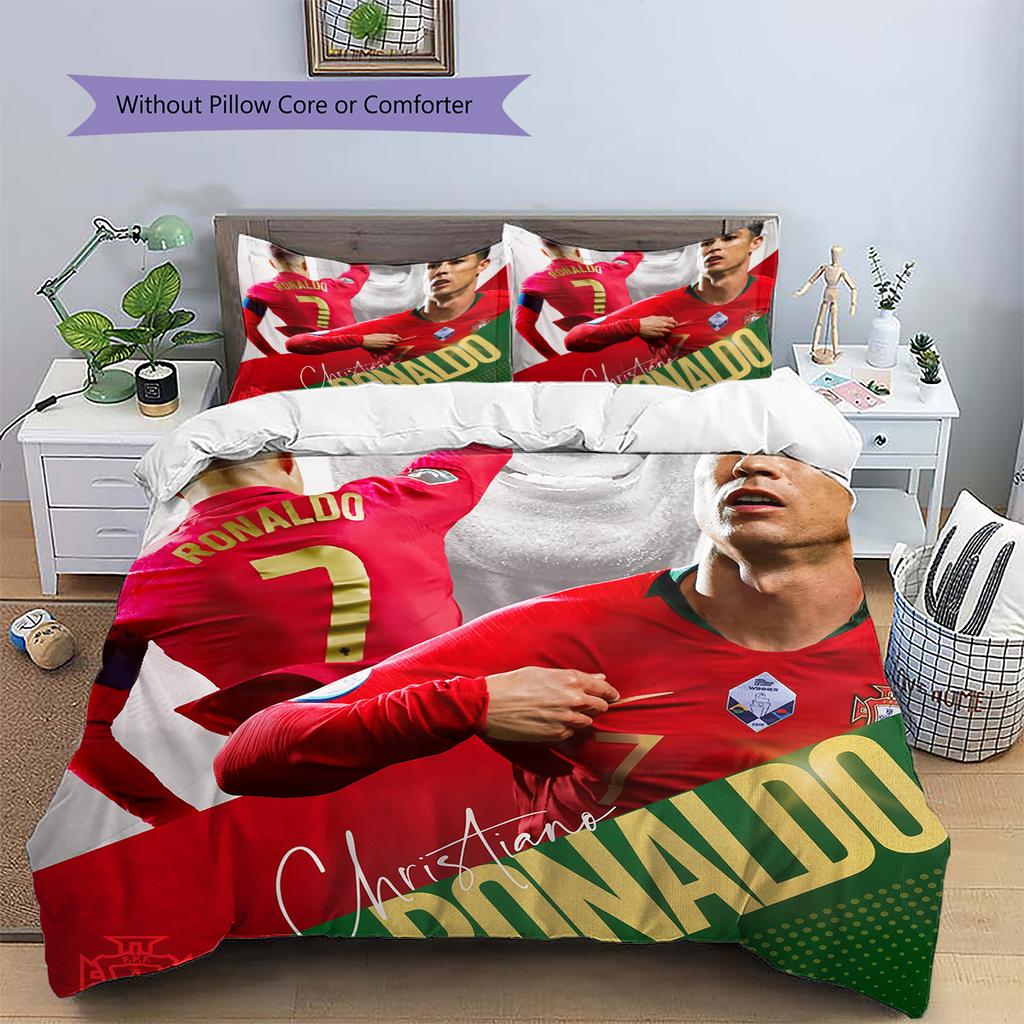 Криштиану Роналду  Постельное белье с рисунком  Комплект с одеялом  Домашний декор  Подарок (1 пододеяльник + 2 наволочки без наполнителя)