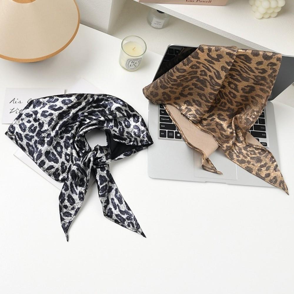 Soft Wrap Leopard Print Hair Scarf Hip Hop Punk Bandana Headwear Triangular Headscarf Streetwear