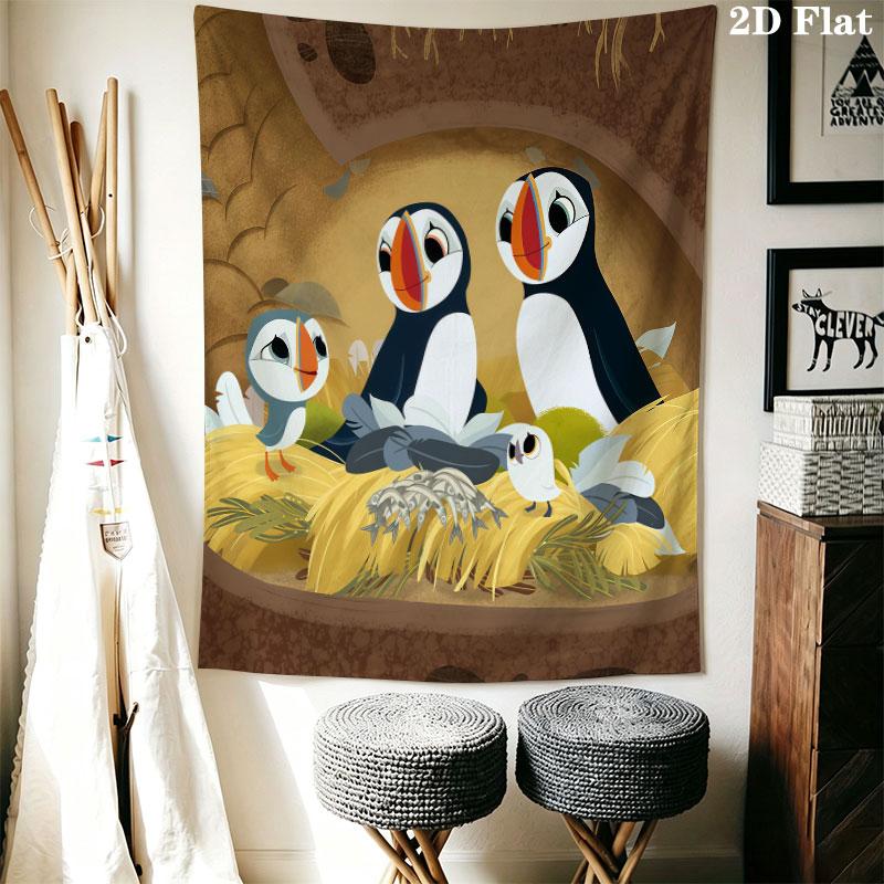 Puffin Rock poster Wall Hanging Printed Fabric Blanket Decorative Tapestries for Bedroom Living Room Home Decor