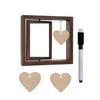 Rotating Floating Wood Picture Frame Double Sided Display Tabletop Photo Frame with Personalizing Heart Pendant Gift