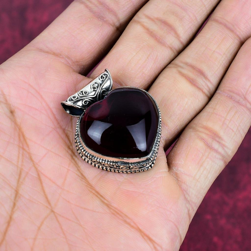 Подвеска из цельного серебра 925 пробы с гранатом, подвеска из драгоценного камня ручной работы, подарок жене, абсолютно новый кулон