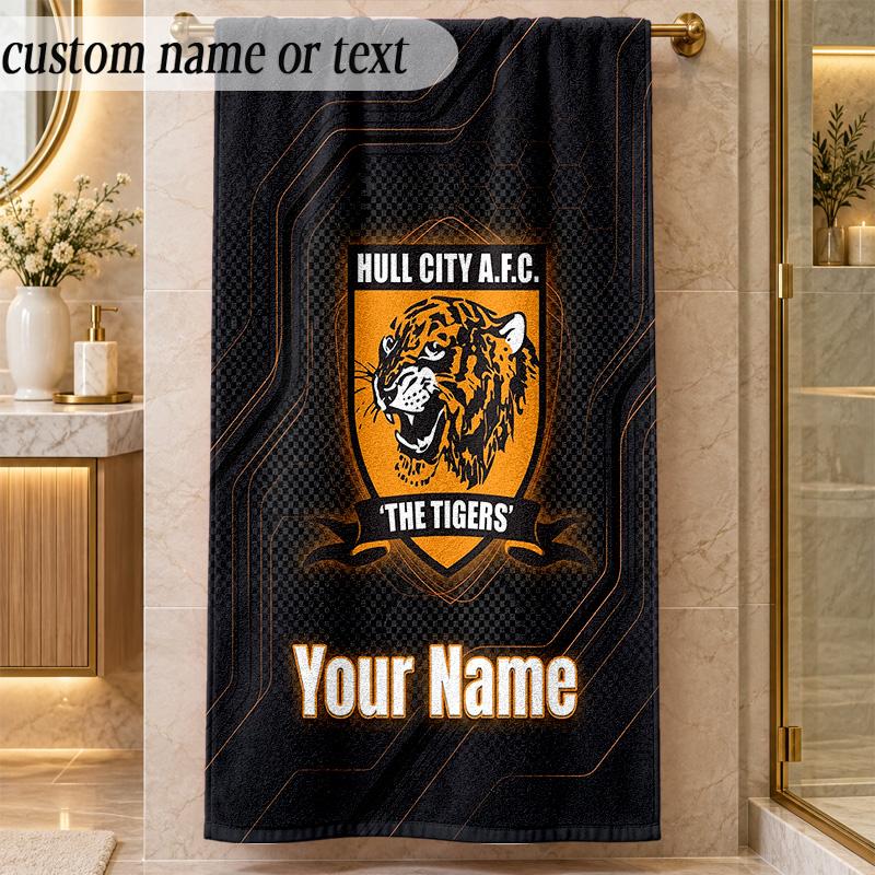 Beach TowelHull FC Custom Name Text Personalized Soft Towel for Beach Pool Indoor Home Decor Gift