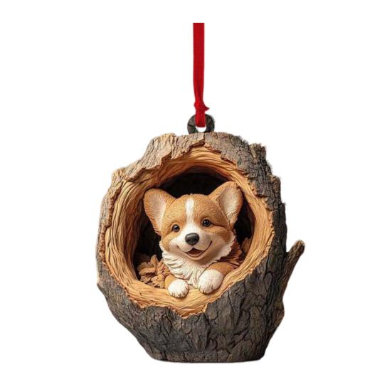 Рождественское украшение в виде животного 2D, плоский акриловый кулон в виде лесного животного, подвесная елка