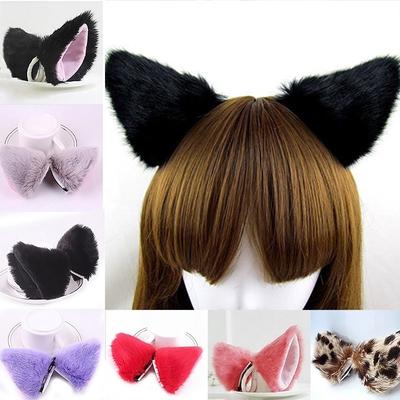 Orecchiette Partys Cat Fox Длинные меховые уши Аниме Неко Костюм Заколка для волос Косплей
