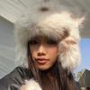 Y2K Winter New Style Fox Fur Bomber Hat with Thickened Earmuffs for Women Paternity Raccoon Ear Caps