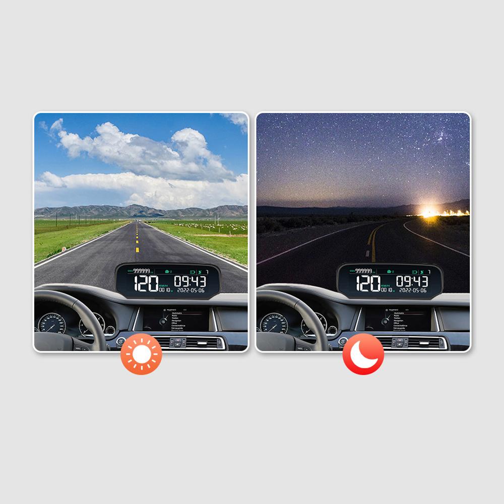 Car Wireless HUD Headup Display Solar GPS Digital Speedometer with LCD Screen Overspeed Alarm Total