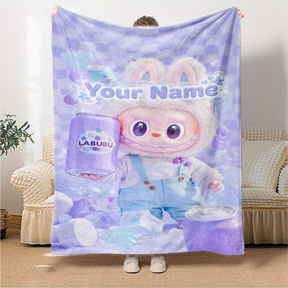 Labubu Personalized Text Blanket Lightweight Customizable Blanket Durable Comfort Versatile for Sofa Picnics Bedding Office Chair for All Occasions
