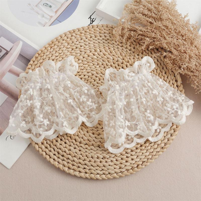 Lace Elegant Decorative Hand Sleeves Female Sweater Dress Coat Top Flare Sleeve Hollow Detachable False Cuff Ruffles Wristband
