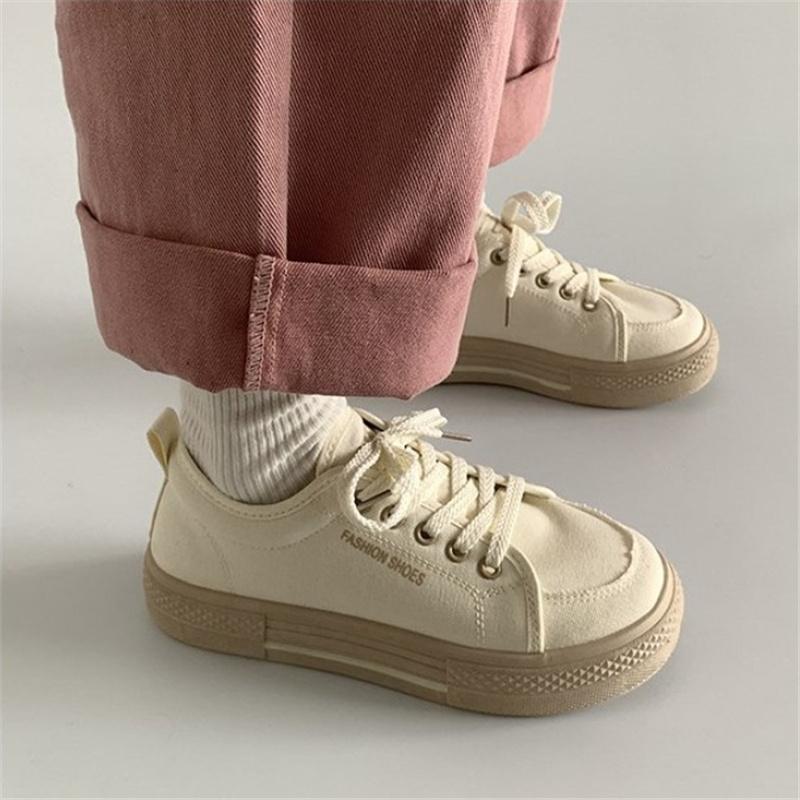 Thick Sole Canvas Fashion Walking Women Shoes Outdoor Fitness Platform Sneakers Casual Breathable Ladies Canvas Shoe 2024 New