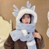 Winter Women's Warm Hat Three-piece Set Hat Scarf Gloves In One Set with Cute Cartoon Antlers, Perfect for Christmas Gift
